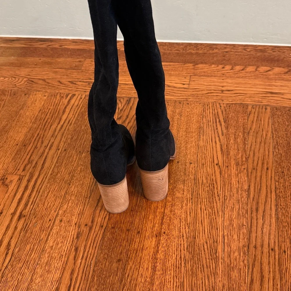 Oasis Society Black Suede Knee High Block Heeled Boots - women's size 7.5 - Picture 7 of 7